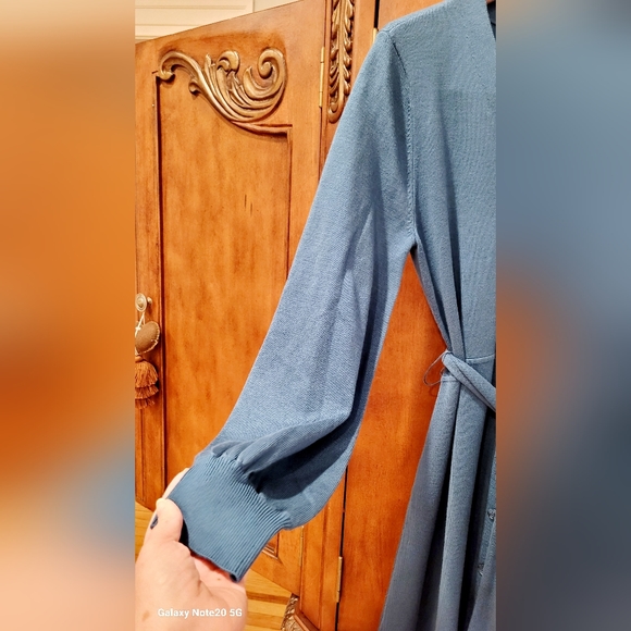 Eliza J Dresses & Skirts - 🍀❤️ NWT-Eliza J-Blue Sweater Knit-Button Front Flared Dress